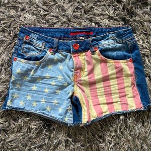 Denim Patriotic Flag Shorts